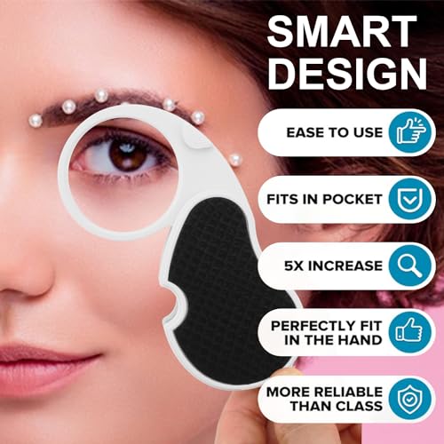 Rongon 5X Magnifying Glasses with Light, Keychain Pocket Folding Magnifier - color: Black-3pcs