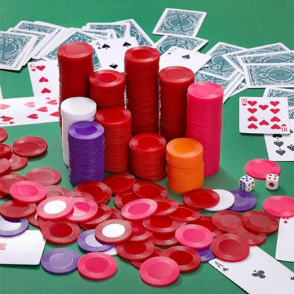 Leitee 1000 Pcs Plastic Poker Chips, 38 mm Interlocking Game Tokens, Red - color: Red