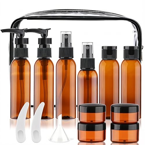 Cosywell Travel Size Bottles for Toiletries, Brown, 15 Pack, 2oz - color: L-Brown-15pcs