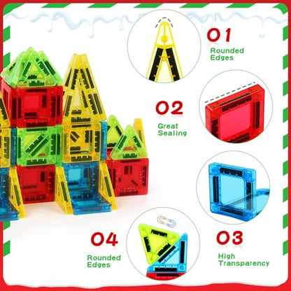 56Pcs Travel Magnetic Tiles, Mini Magnet Tiles Travel Set with Case - color: Color-3