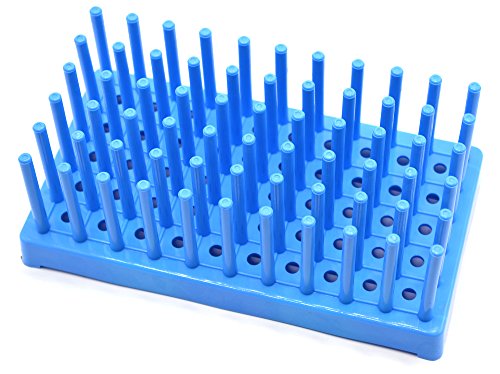 EISCO (Pack of 2) Blue Plastic Peg Drying Rack Holds 50 16mm Test Tubes