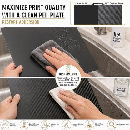P2S P1S A1 Smooth PEI and PET Carbon Fiber Thickened Build Plate for Bambu Lab, Double-Sided Spring Steel Plate for Bamboo Labs X1C/P1P/X1/X1E/X2D 3D Printer, 257x257 mm 3D Printer Accessories - color: Smooth PEI + PET Carbon Fiber Film
