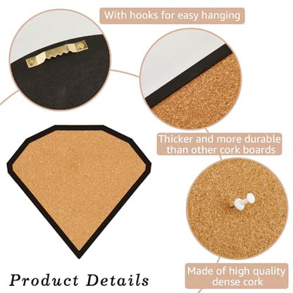 CRASPIRE Diamond Pin Cork Board Framed Bulletin Display Badge Wooden Decorative Corkboard 10.6x9.84In Wall Mounted Memory Memo Brooch Lapel Holder Storage for Home Office School Classroom Wedding - style: Diamond