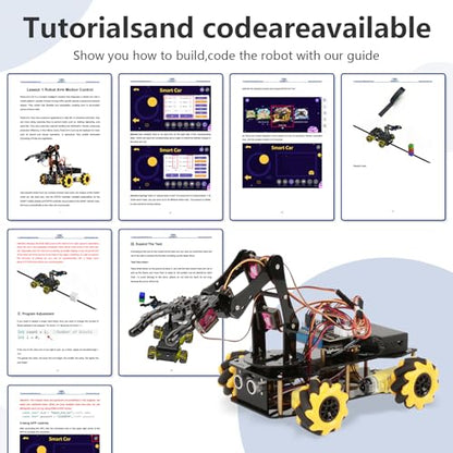 ACEBOTT Robot Arm Expansion Pack Smart Car Starter Kit, Robotics Kit for Kids Ages 8-12 12-16, STEM Toys Coding Robot Kit for Teens & Adults(QD007)