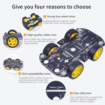 4WD Robot Chassis Kit for Arduino Raspberry Pi DIY - style: PCB Chassis