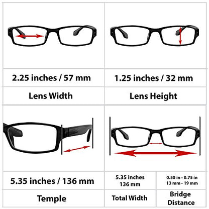 TruVision Readers OTC Reading Glasses for Men and Women, 9501HP - 2 Pack - color: 01hp-2-black