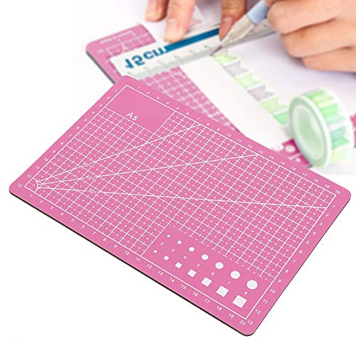 Clear Cutting Mat Sewing Self Healing Sewing Mat Pad A5 Mini Metric Cutting Mats For Crafts Cutting Board for DIY Handmade Quilting Sewing and Arts & Crafts Projects Tool (Pink)