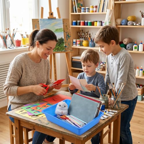 Sibba 6 Pack Multicolor Plastic Art Trays Colorful Activity Crafts Trays