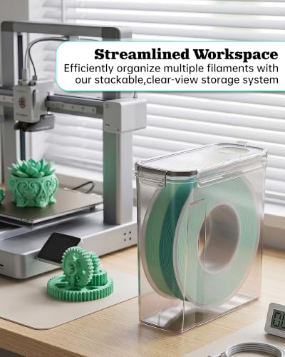 Filament Storage Box 6 Pack — Airtight 3D Printer Filament Container with Silicone Seal & 4 Locking Buckles, Water-Proof Dust-Proof Clear Dry Box for 1KG PLA PETG ABS TPU Spool, Stackable Organizer