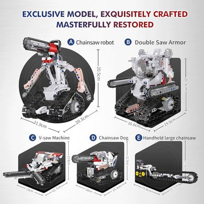 Resosese 5 in 1 STEM RC Robot Building Kit for Boys, APP & Remote Control Erector Set RC Toys for Kids Blocks 419 Pcs, DIY Build Science Educational Gift for Age 6 7 8 9 10 11 12+ Boys & Girls
