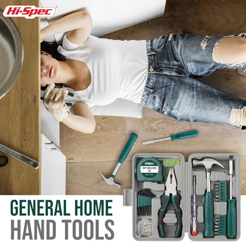 Hi-Spec Small Tool Kit Compact Set for Home and Office DIY, Green - color: Green