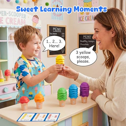 NEOROD Ice Cream Toys for Toddlers 1-5, Montessori Counting Manipulatives - style: ice cream