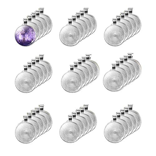 LANBEIDE 80pcs 25mm Pendant Bezels and Glass Cabochons for Jewelry Making - size: 25 mm / 1 inch