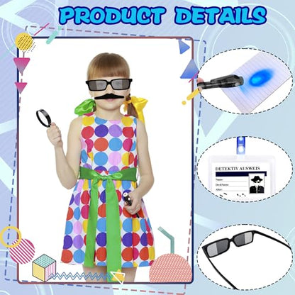 60 Pcs Spy Detective Party Favors Set Spy Kit Detective Glasses Magnifying Glass Pass Card Invisible Ink Pen Fake Mustache Sticker treat Bags Stuffers Escape Room Birthday Party Decorations