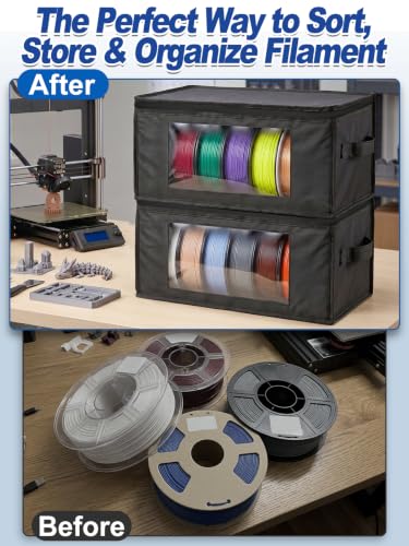 4pcs Waterproof Lining & Zipper 3D Filament Storage, Holds up to 24 Spools