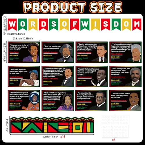 Black History Month Bulletin Board Set Words of Wisdom Classroom Decorations African American Inspirational Quote Paper Cutout Black History Bulletin Board Border for School Chalkboard Door Supplies - style: Black History Month Words of Wisdom