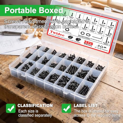 Twidec/2325PCS M3 Screws Assortment Kit,Hex Socket Head & Phillips Pan Head - color: 2325PCS