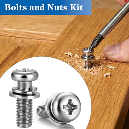 970PCS M2M2.5M3M4M5 Phillips Pan Head Bolts and Nuts Assortment Kit - size: SS M2M2.5M3M4M5 970PCS
