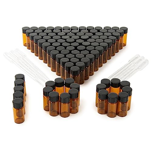 5ml Amber Small Glass Vials 100pcs with Screw Caps(100pcs) - color: Amber, size: 5ml 100pcs