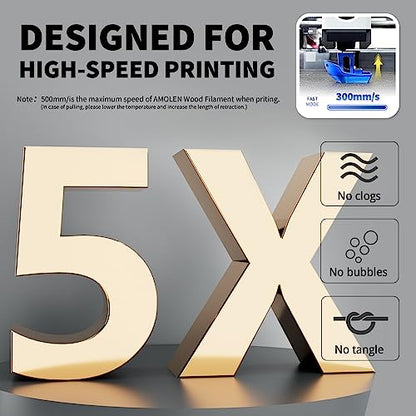 AMOLEN Wood PLA 3D Printer Filament 1.75mm Dry Rosewood 15% Wood Fiber 1KG - color: Wood-dry Rose