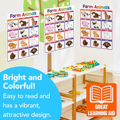 FoldCard Farm Animals Chart Educational Poster 8.5x11 5pk - color: Farm Animals