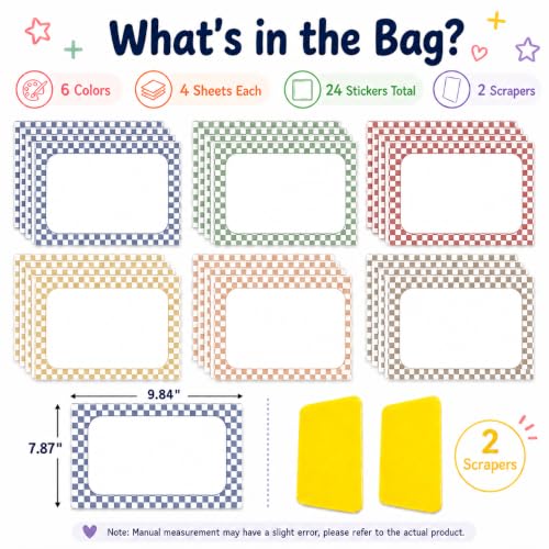 Cinrobiye 24 Pcs Dry Erase Stickers for Classroom Tables, Reusable Writable Decals with 2 Scrapers, Waterproof Dry Erase Spots for Desks, Whiteboards, Walls, Teacher Classroom School Supplies - color: Checkered