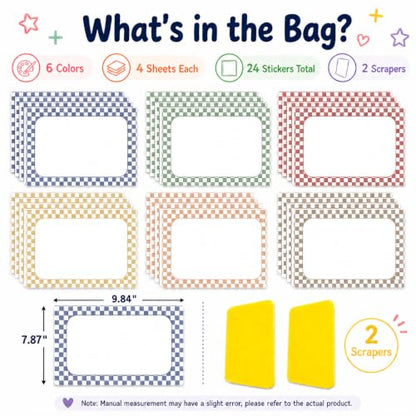 Cinrobiye 24 Pcs Dry Erase Stickers for Classroom Tables, Reusable Writable Decals with 2 Scrapers, Waterproof Dry Erase Spots for Desks, Whiteboards, Walls, Teacher Classroom School Supplies - color: Checkered