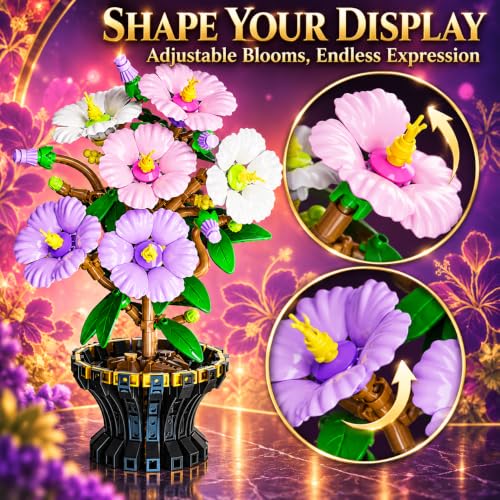Botanicals Hibiscus Artificial Flowers Building Set - color: Pastel Purple