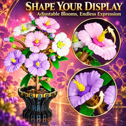 Botanicals Hibiscus Artificial Flowers Building Set - color: Pastel Purple