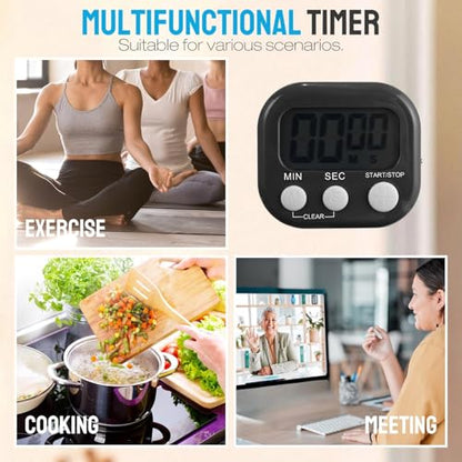 Leumoi 24 Pcs Digital Kitchen Timers Bulk Timer for Classroom, Black - color: Black