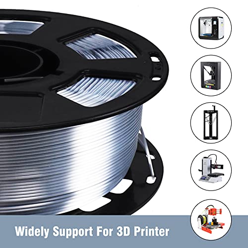 1.75mm Silk Pearlescent Metal Silver Shiny PLA Filament, 1kg 3D Printing Material Widely Support for FDM 3D Printer, Pack with Extra Filament Sample by BBLIFE - color: Silver