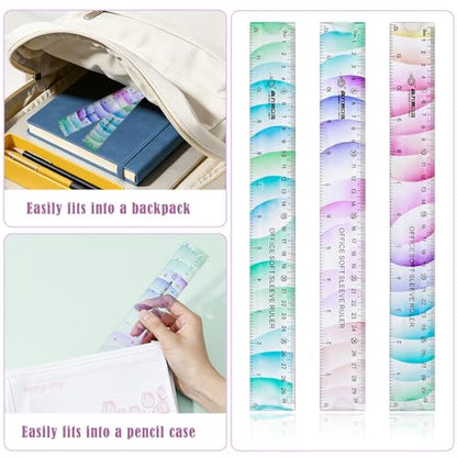 BAYTORY 6Pcs Flexible Plastic Ruler 30 cm/12 Inch, Transparent Rulers - size: 30 cm / 12 Inch