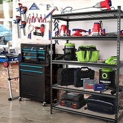 WORKPRO 5-Tier Adjustable Metal Shelving, 48”Wx24”Dx72”H, 4000LBS Capacity - size: 48"W x 24"D x 72"H