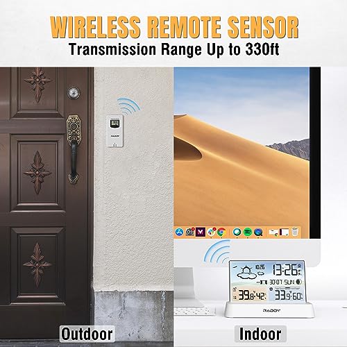 Raddy DT6 Wireless Weather Station, Atomic Clock Color Display