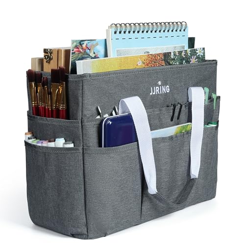 JJRING Craft Organizer Tote Bag Large Art Storage Caddy Grey - color: Grey, size: Large