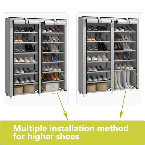 JIUYOTREE 7-Tier Shoe Rack Shoe Storage Organizer Ash Gray - color: Ash Grey