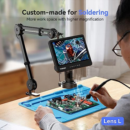 TOMLOV DM602 Flex 3 Lens HDMI Digital Soldering Microscope, Flexible Arm - color: Black
