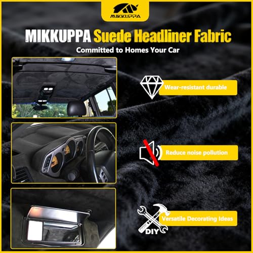 MIKKUPPA Blue Suede Headliner Fabric 96" L × 60" W, Foam Backed and Tube Packaging, Interior Replacement Material for Car/Truck/SUV/RV Roof, Home Repair/DIY Material Automotive Headliner Fabric - color: Blue Suede, size: 96"L×60"W