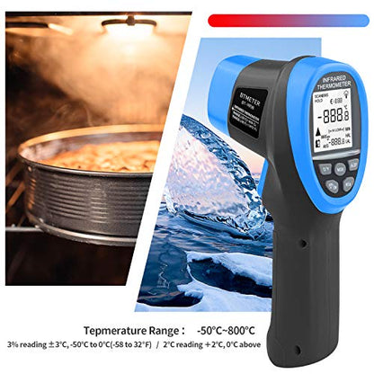 BTMETER BT-985B Laser Temp Gun Pyrometer, -58~2480℉(-50~1360℃) High Temperature Meter, 16:1 Distance Spot Ratio Industrial Infrared Thermometer Tester for Furnace, Smelting (NOT for Human Temp) - color: BT-985B(-58 ℉ to 2480 ℉)