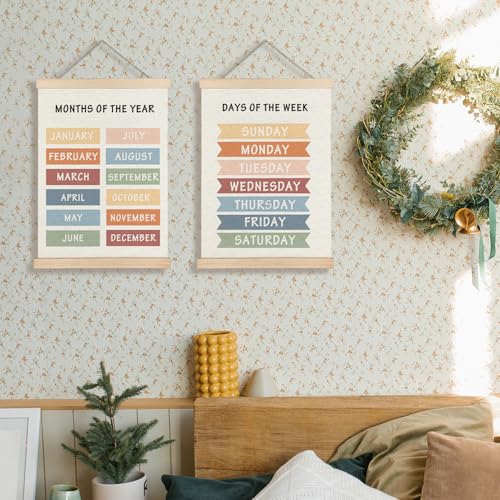 Supwhd Days of the Week Posters for Classroom, Days of the Week Learning Posters Wall Decor for Nursery Kids Room Playroom Classroom Preschool, Days of the Week Poster Hanger Frame, 16x24 - color: Days of the Week, size: 16 x 24 inches