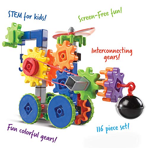 Learning Resources Gears! Gears! Gears! Machines in Motion - Toddler STEM, Building Toys for Kids, Hands-On Construction & Engineering Set, Critical Thinking, Fine Motor Skills