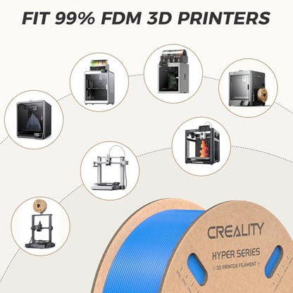 Official Creality Hyper PLA Filament 1.75mm, High Speed PLA 30-600mm/s 3D Printer Filament, Dimensional Accuracy +/-0.02mm, Fit Most FDM 3D Printers，1KG(2.2lbs) Spool Blue - color: Blue
