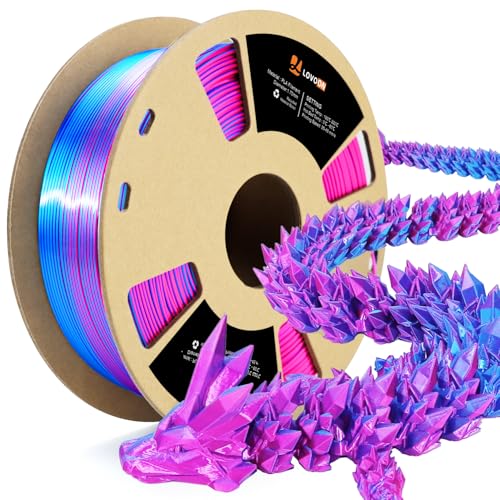 LOVOON 3D Printer Filament Dual Color Sky/Light Blue and Rose Red, PLA Filament 1.75mm,Silk PLA Filament, PLA Filament for Most 3D Printer and 3D Pen, 2.2 lbs/Spool - color: 2colors Silk Sky Blue/Rose Red, size: 1 kg