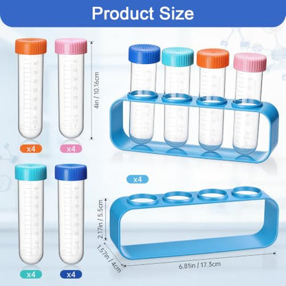 TrelaCo 4 Set Test Tubes with Stand Science Kit