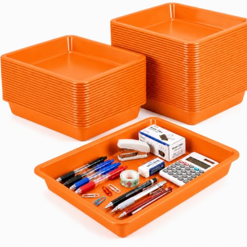 Ziliny 30 Pcs Plastic Trays for Serving Food Art Trays - color: Orange