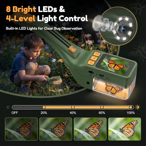 Kids Handheld Microscope Bug Catcher, STEM Educational Exploration Toy