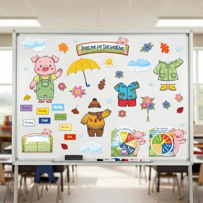 Gilprop 58 Pcs Dress for Weather Bulletin Board Set for Classroom, Piggy - style: Piggy