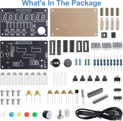 6 Bits Digital Clock Solder Practice Kit with Colorful Lighting, DIY Countdown/up 24-Hour Alarm Clock Soldering Projects for Student School Education and Adult Home Office Use