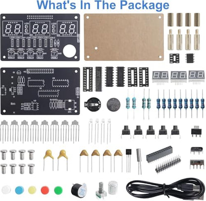 6 Bits Digital Clock Solder Practice Kit with Colorful Lighting, DIY Countdown/up 24-Hour Alarm Clock Soldering Projects for Student School Education and Adult Home Office Use