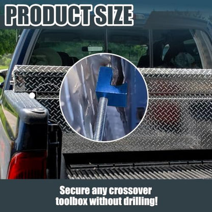 Truck Tool Box Tie Down, Toolbox Mounting Kit, Universal Fit Toolbox Tie Downs Crossover with Screws and Washers, Upgraded J Hook Crossover Tool Box fit for Pickup Truck Tool Box Mount Tie Down - color: Blue